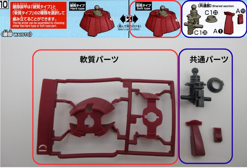 HGシャア専用ザク2の腰部の組み立てを解説する画像